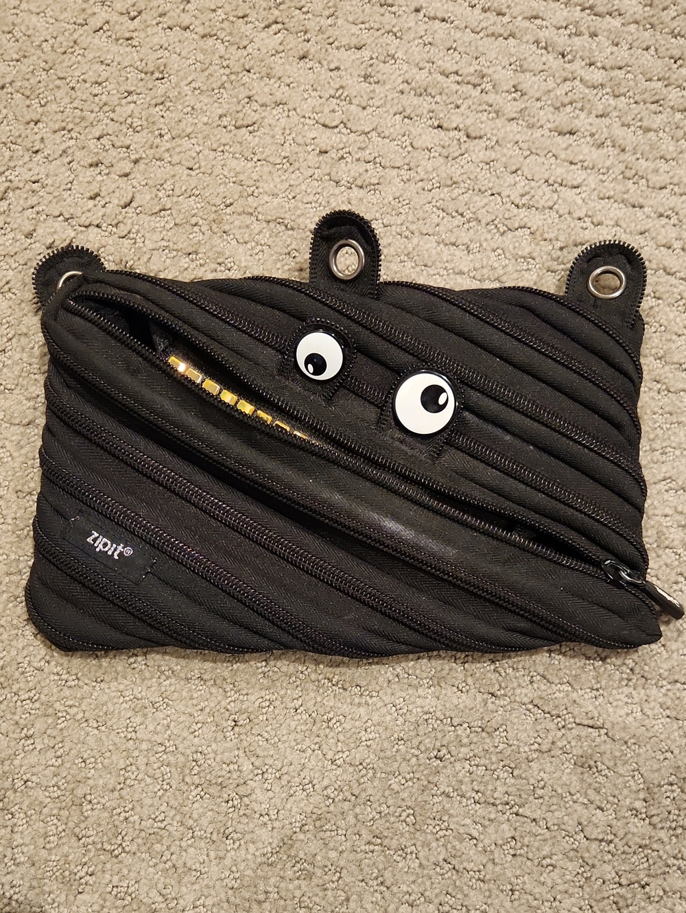 ZIPIT Grillz Pencil Case | Black Pencil Pouch for College and Office